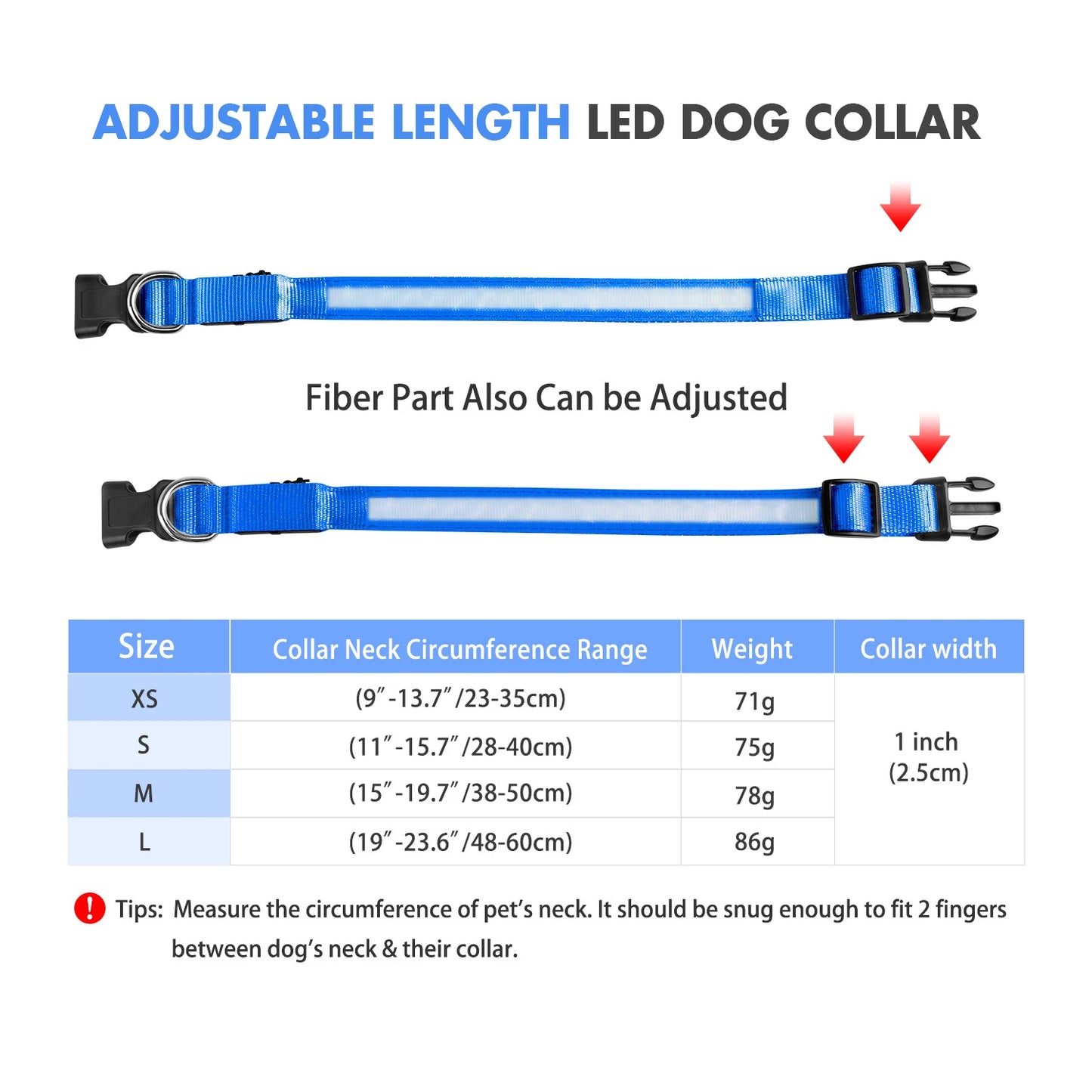 MASBRILL Dog Collar Luminous  Water poof Safety Collars