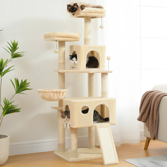 Multi-Layer Cat Tower with Ladder Natural Sisal Scratching