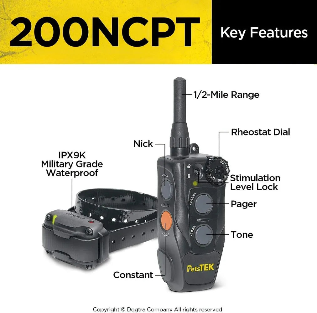 200NCPT Electronic Dog Training Collar with Remote for Small to Large Dogs 2640 ft Range Vibration Tone