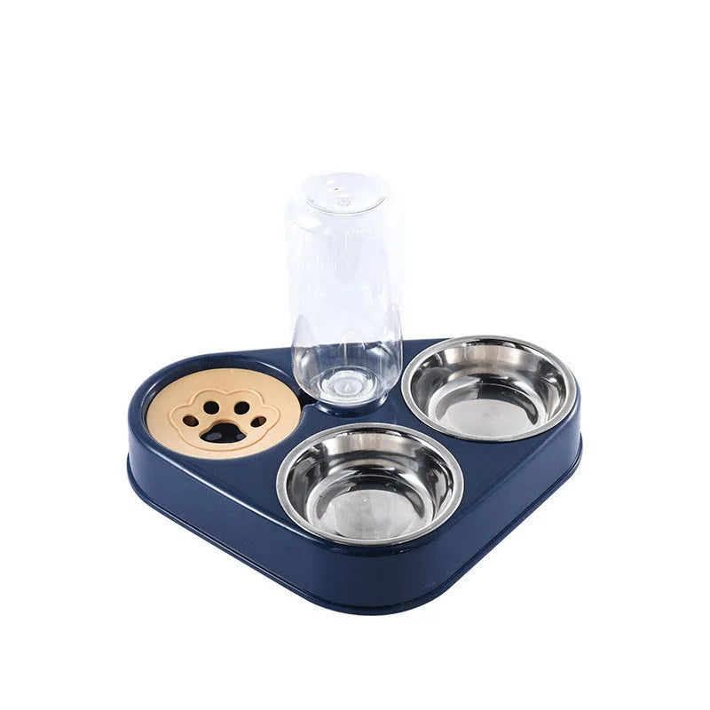 3In1 Dog Cat Food Bowl with Bottle Automatic Drinking Feeder Fountain