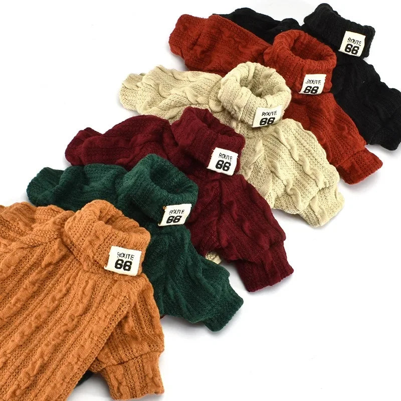 Dog Sweater Turtleneck Solid Color Dogs Clothes Warm Cotton For Puppy Small Medium Dogs