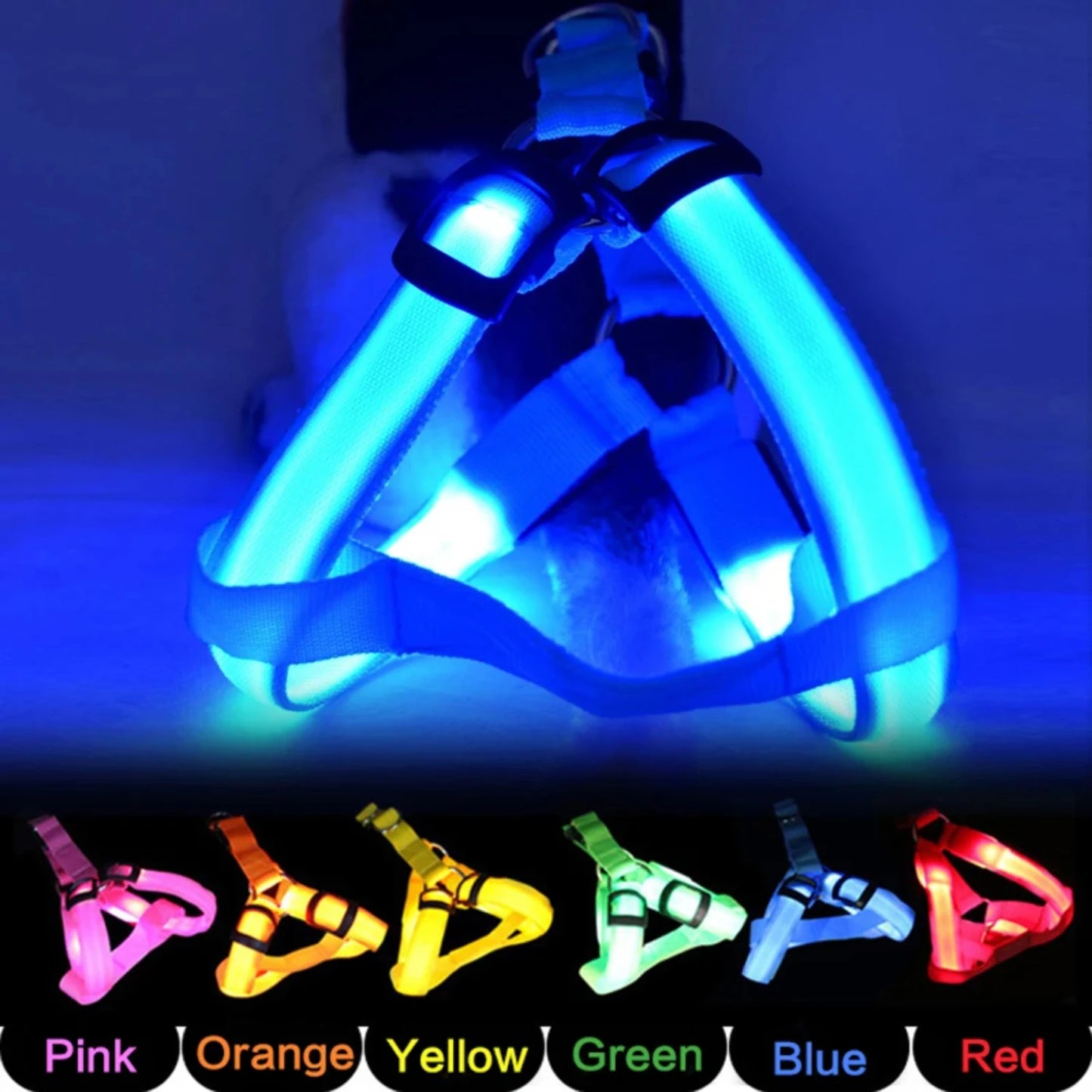 Stylish LED Electronic Pet Harness - Fashionable Glowing Vest and Flashing Light Pet Leash - Durable Nylon