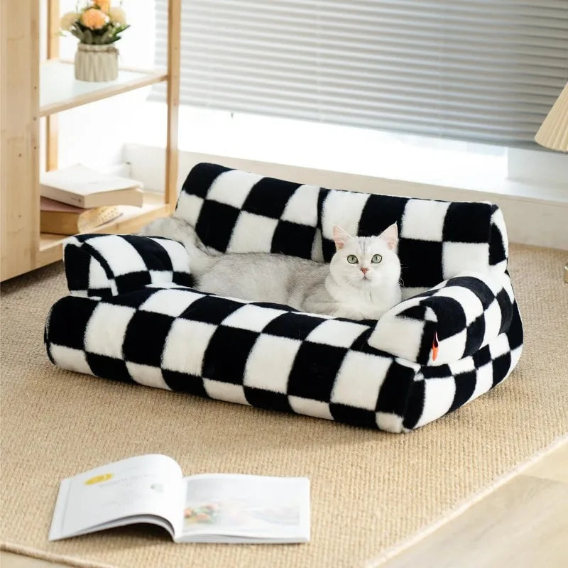 Washable Cat Beds for Medium Small Dogs & Cats up to 25 lbs, Dog Beds with Non-Slip Bottom,