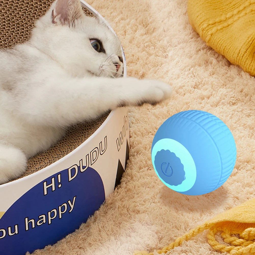 Electric Cat Ball Toys Automatic Rolling USB Rechargeable Training Self-moving