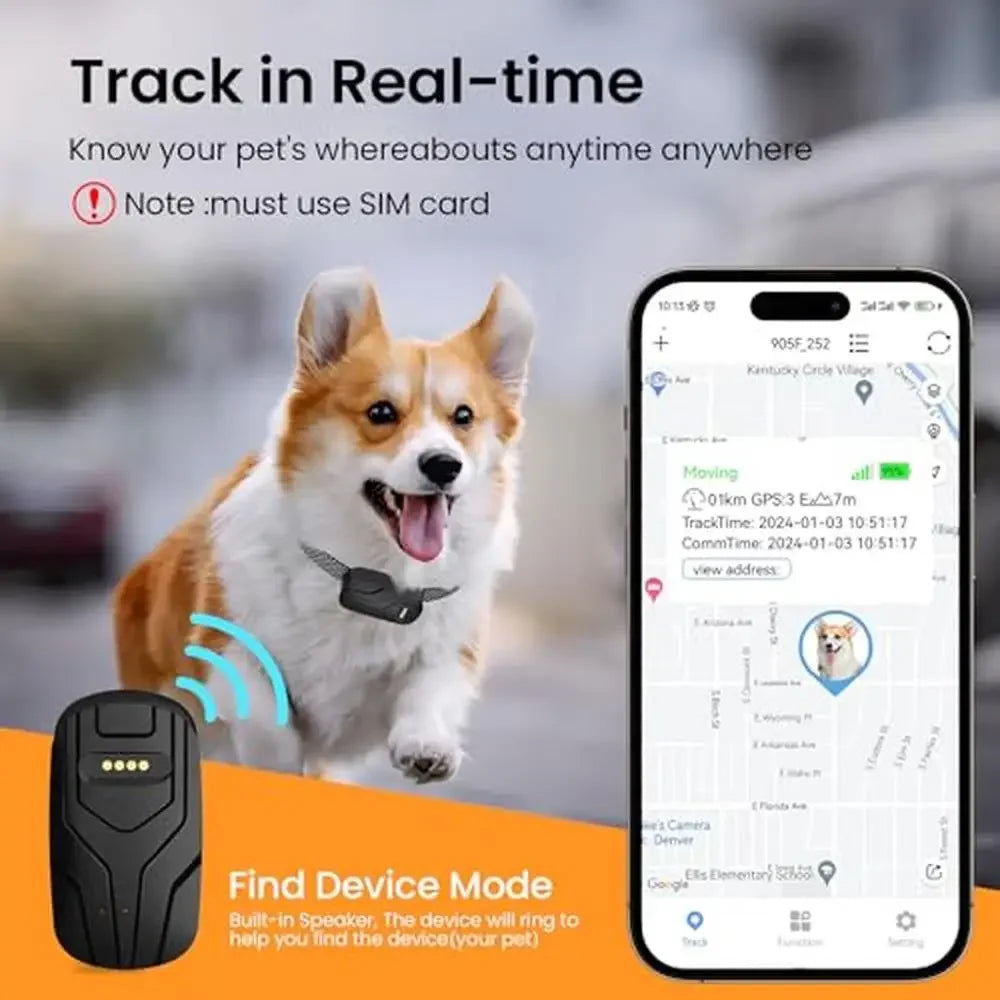 GPS Tracker Health Monitoring Wireless Fence 2 in 1 Tracking Smart Collar Unlimited Range