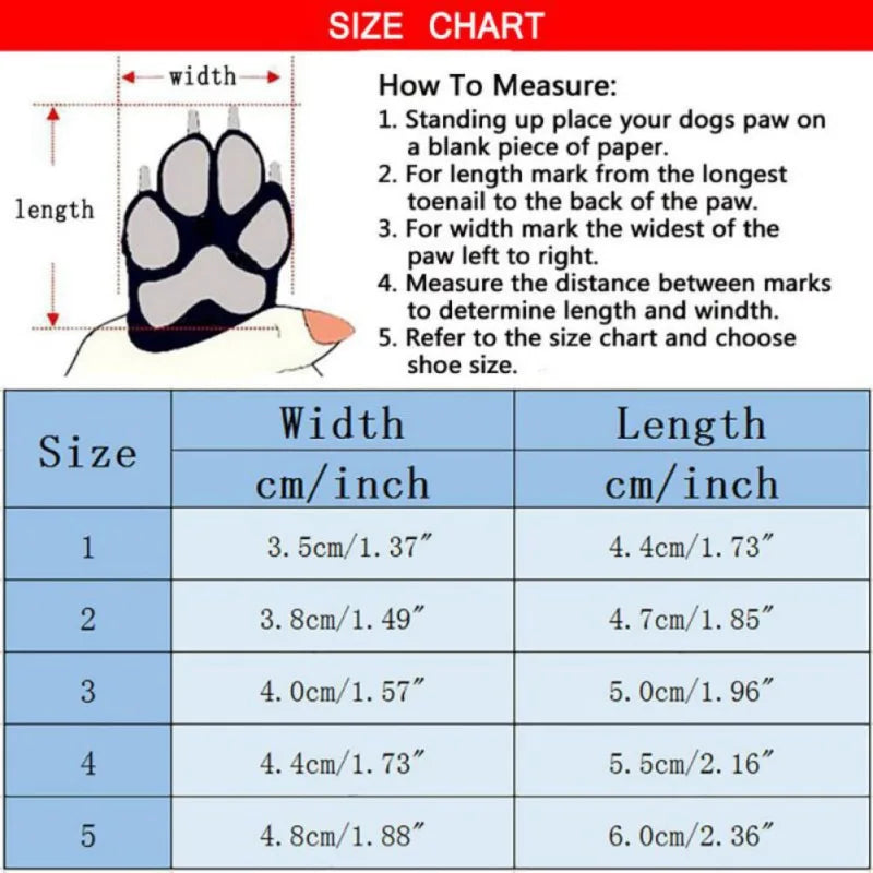 4Pcs Winter Dog Shoes For Small Dogs Warm Fleece Waterproof Dog Snow Boots