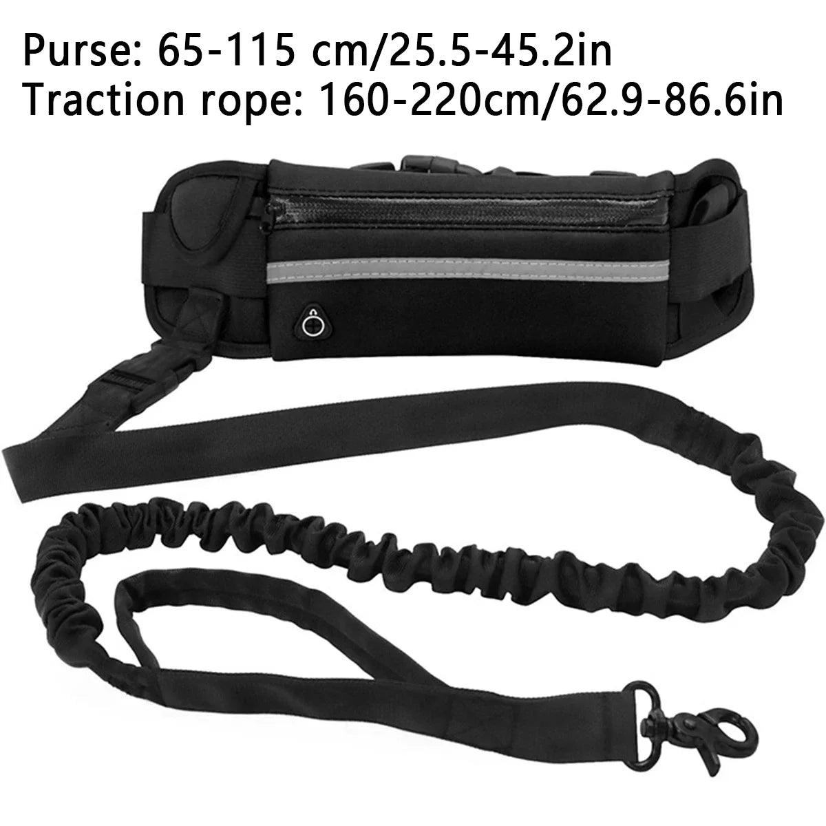 Hands Free Dog Leash for Running Walking Reflective with Waist Bag Retractable Elastic Belt