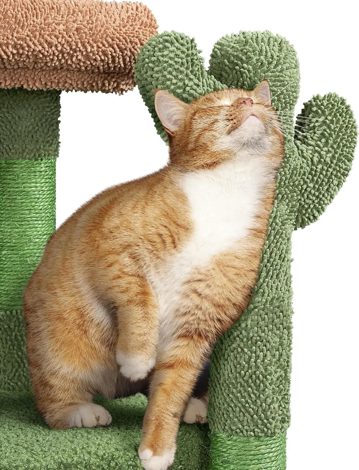 Cactus Cat Tree, 42in Cat Tower for Indoor, Multi Level Condo Scratching Post, Activity Center w/Ball, Plush Perch