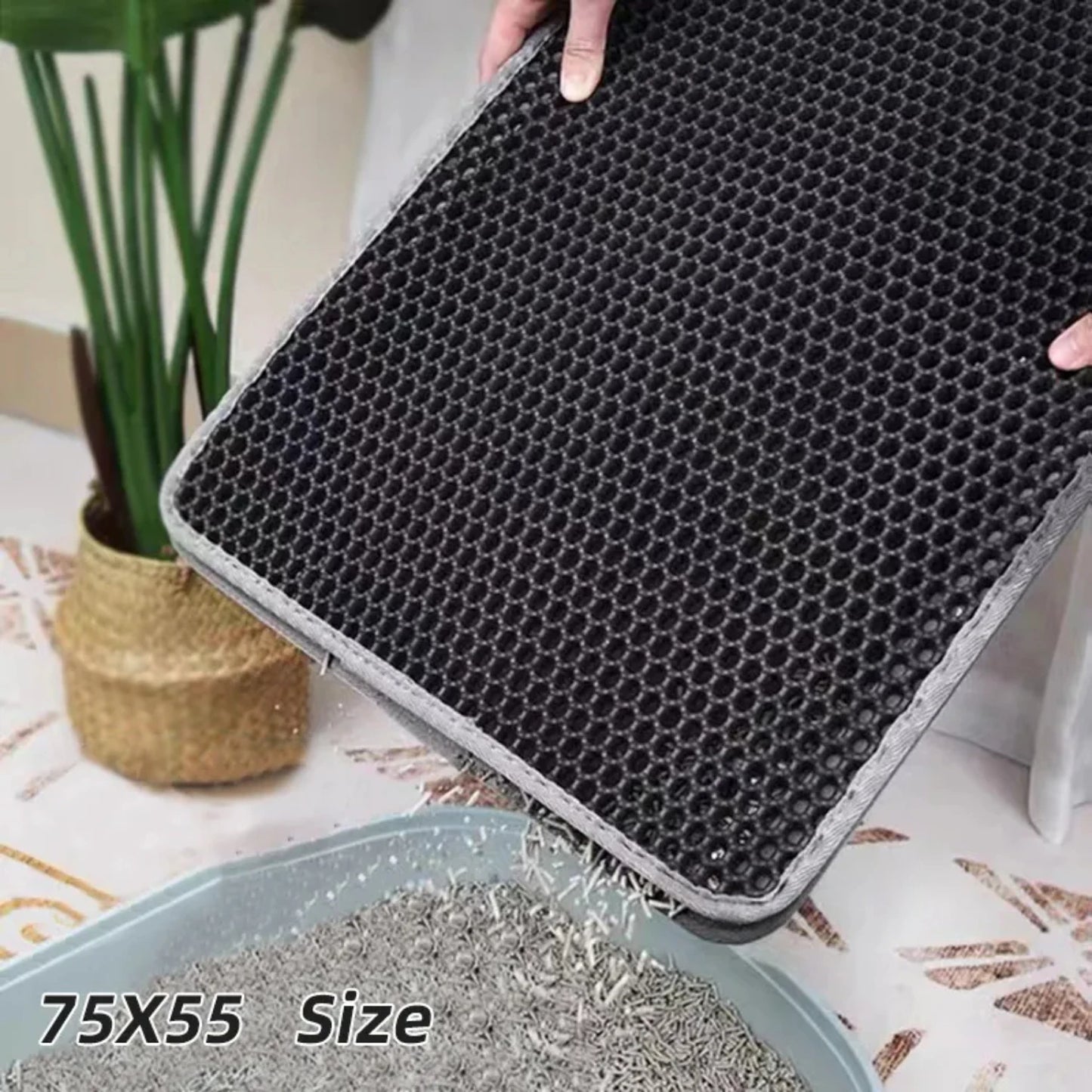 Waterproof Double Layer Non-slip Pet Cat Litter Mat for Dry Litter Box - Washable Bed Mat