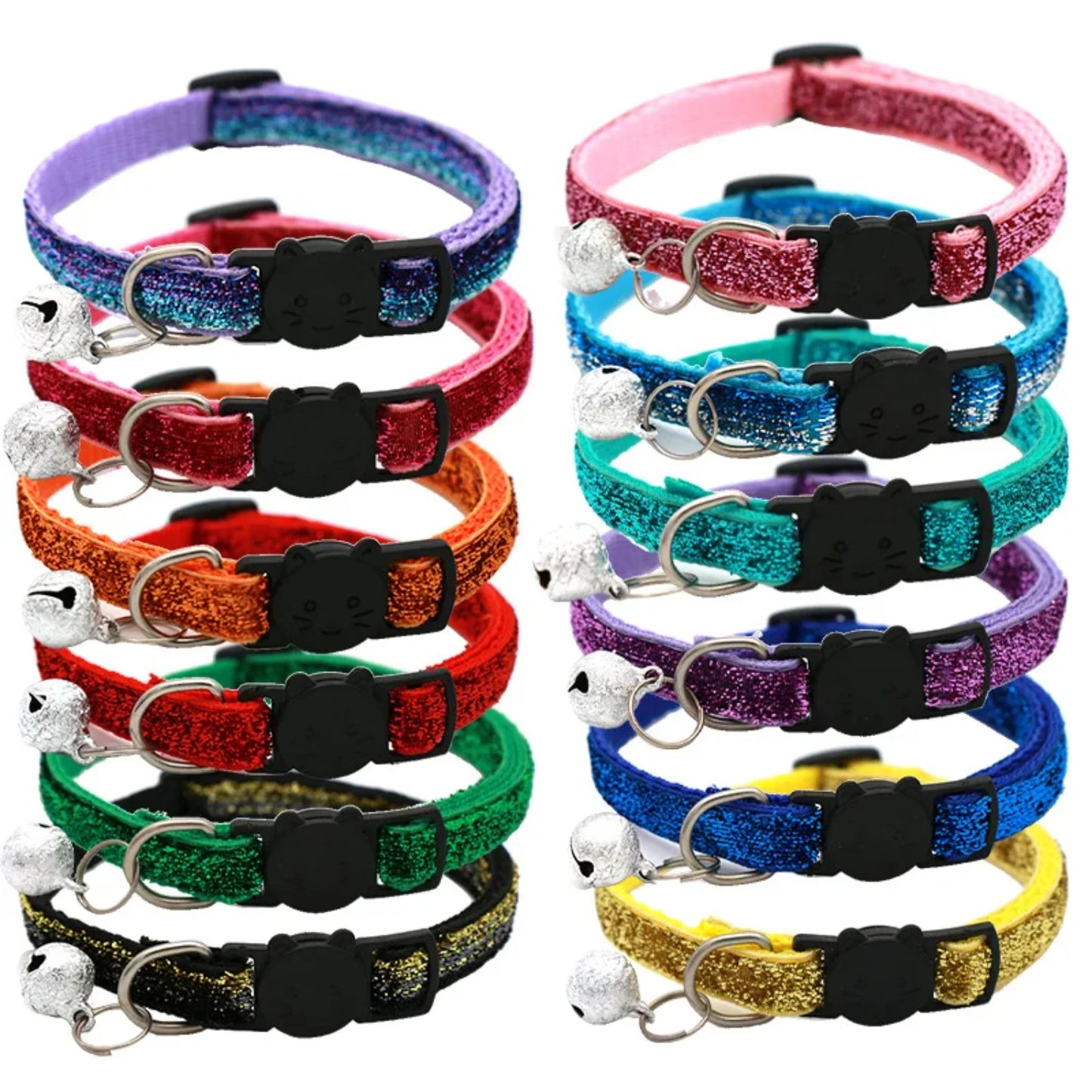 New Adjustable 2023 Cat Collar with Bell Breakaway - Sequin Neck Strap for Kitten Cat