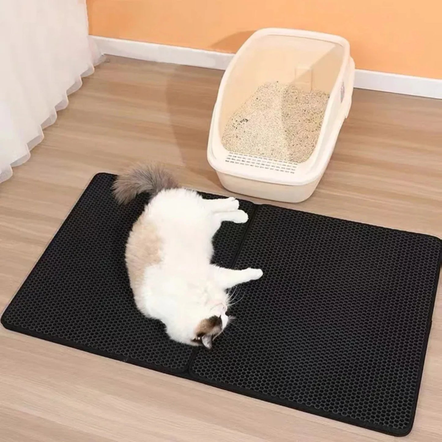 Waterproof Double Layer Non-slip Pet Cat Litter Mat for Dry Litter Box - Washable Bed Mat