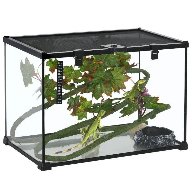 14 Gallon Reptile Glass Terrarium Tank Sliding Screen Top for Lizards, Frogs, Snakes