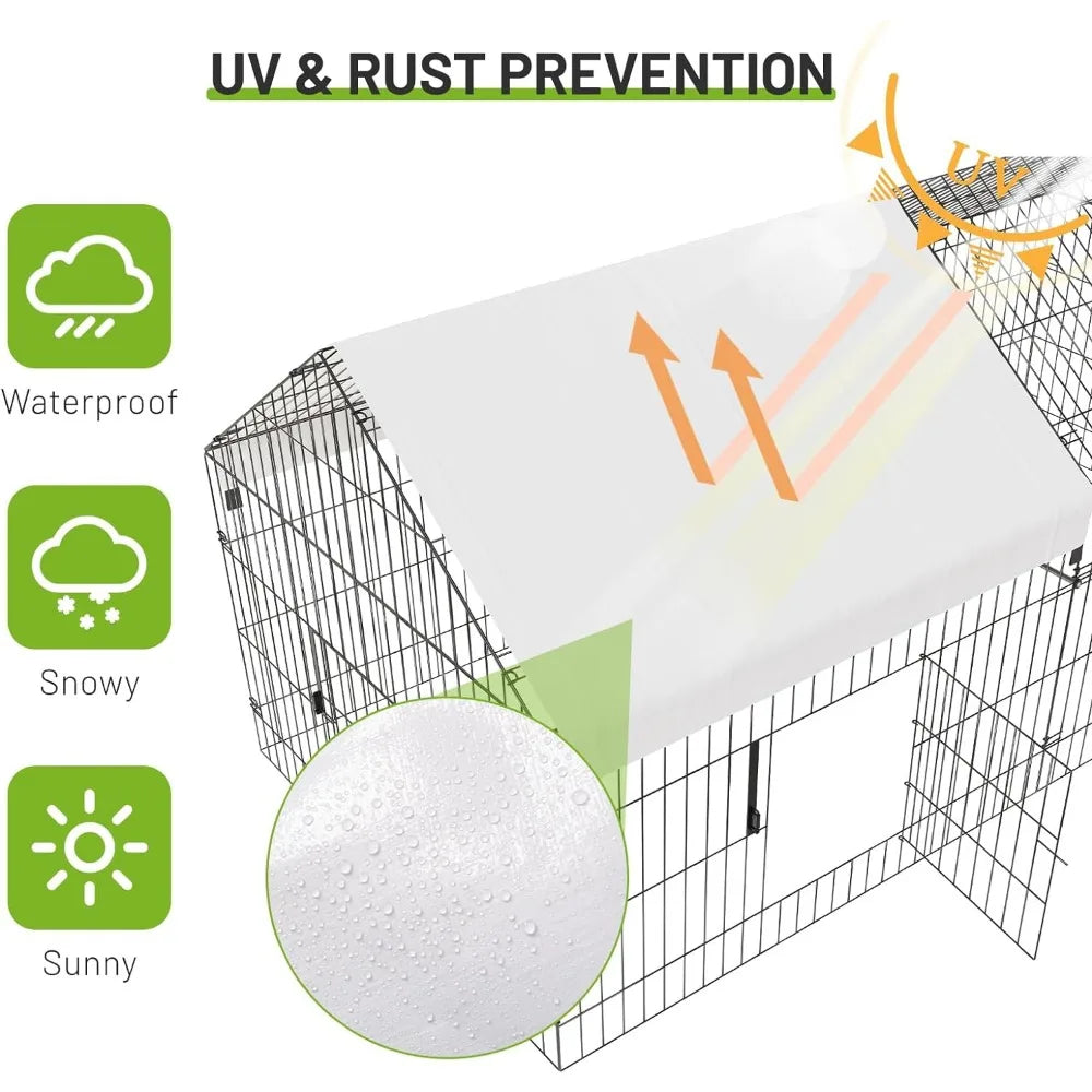 Metal chicken coop,  with waterproof cover, portable poultry cage, outdoor backyard