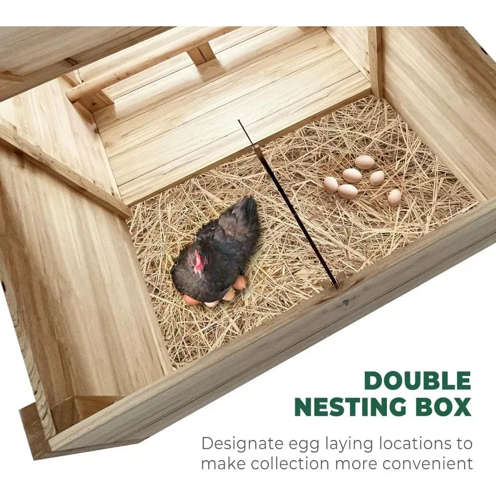 57.6'' Wooden Chicken Coop Hen House with 2 Nesting Box, for Outdoor Backyard