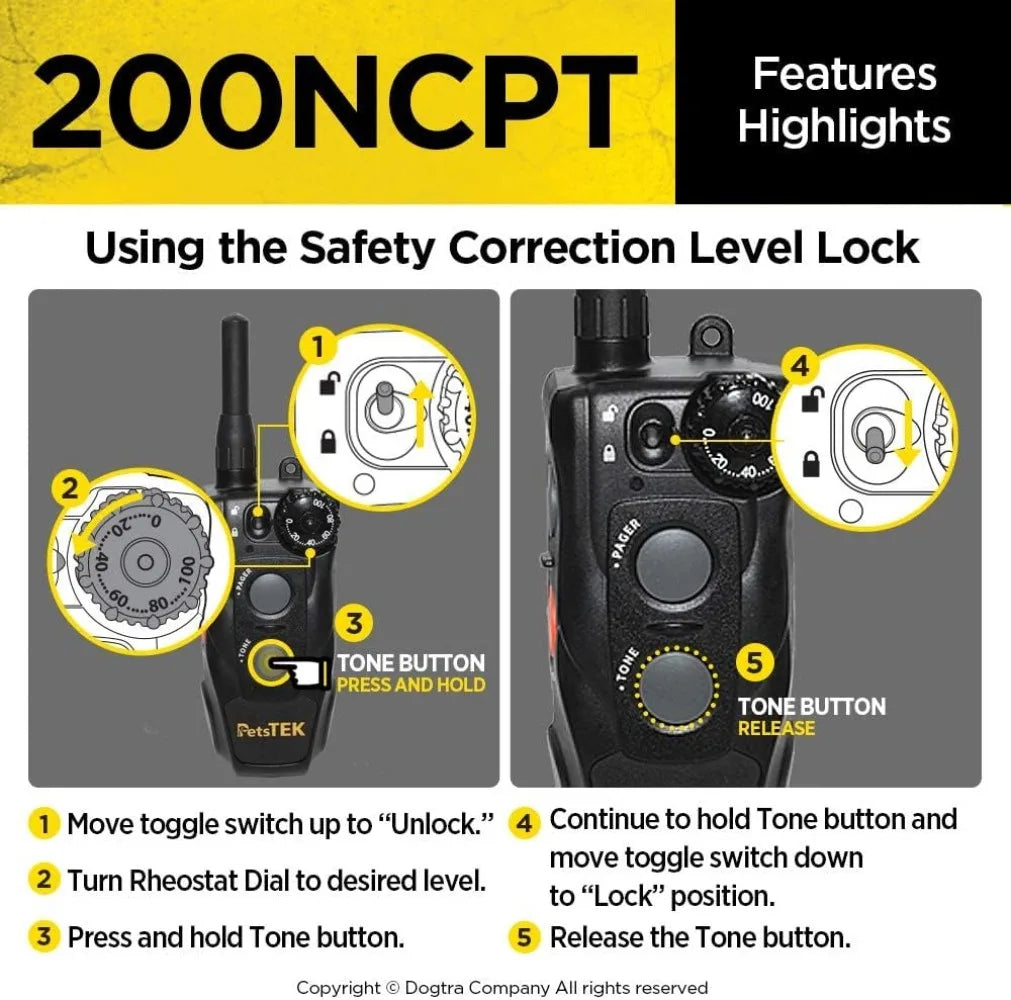 200NCPT Electronic Dog Training Collar with Remote for Small to Large Dogs 2640 ft Range Vibration Tone