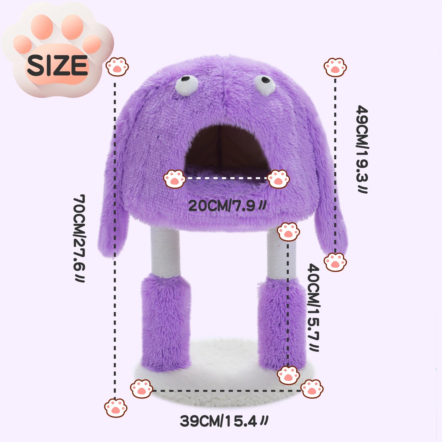 Monster Series Cat Tree Tower  with Big Cat Condo Sisal-Wrapped Legs Funny Ears and Eyes