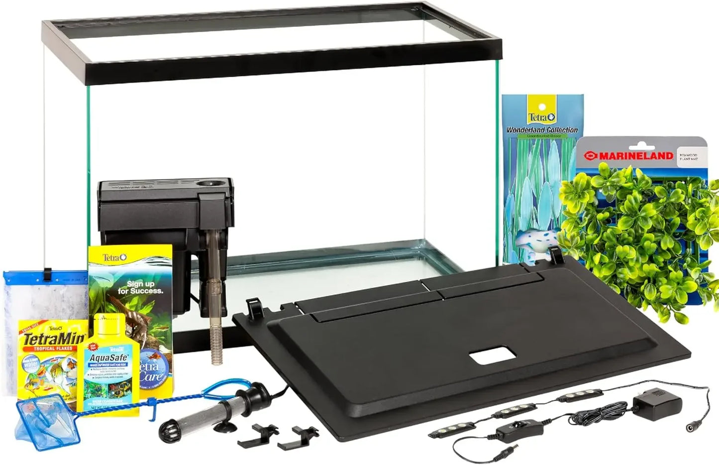 Aquarium 20 Gallon Fish Tank Kit, Includes LED Lighting and Decor