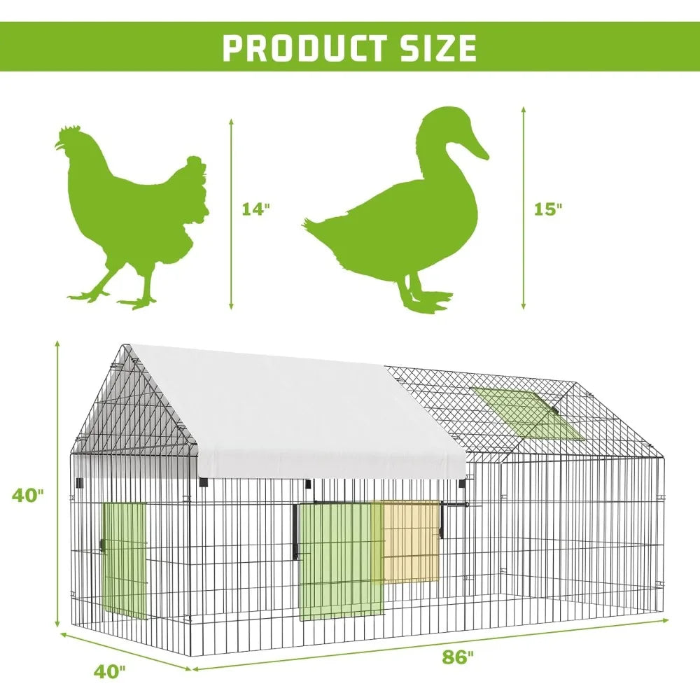 Metal chicken coop,  with waterproof cover, portable poultry cage, outdoor backyard