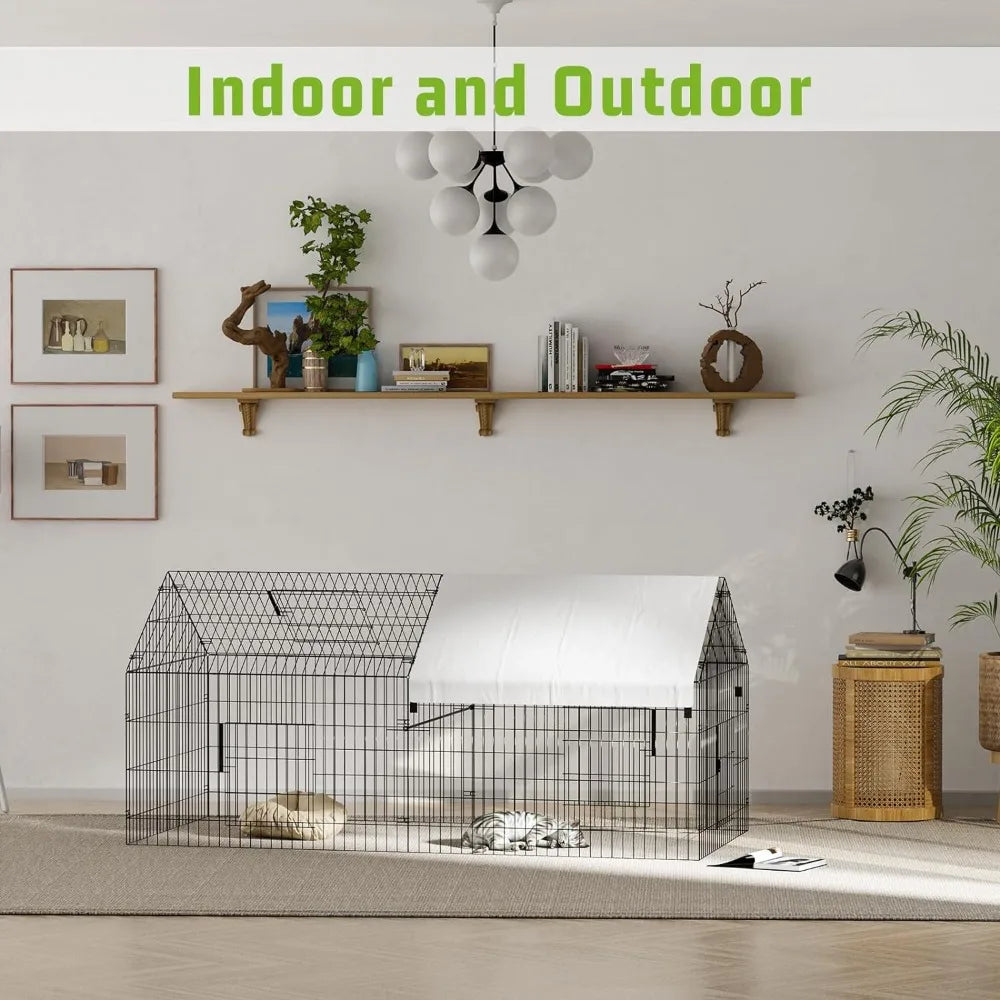 Metal chicken coop,  with waterproof cover, portable poultry cage, outdoor backyard