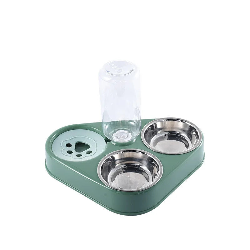 3In1 Dog Cat Food Bowl with Bottle Automatic Drinking Feeder Fountain