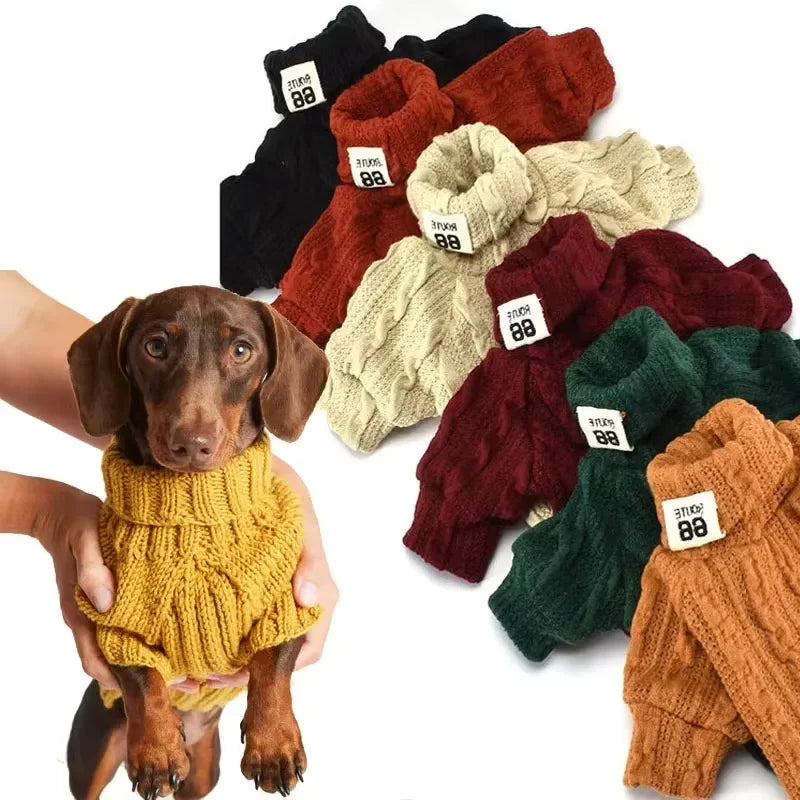 Dog Sweater Turtleneck Solid Color Dogs Clothes Warm Cotton For Puppy Small Medium Dogs