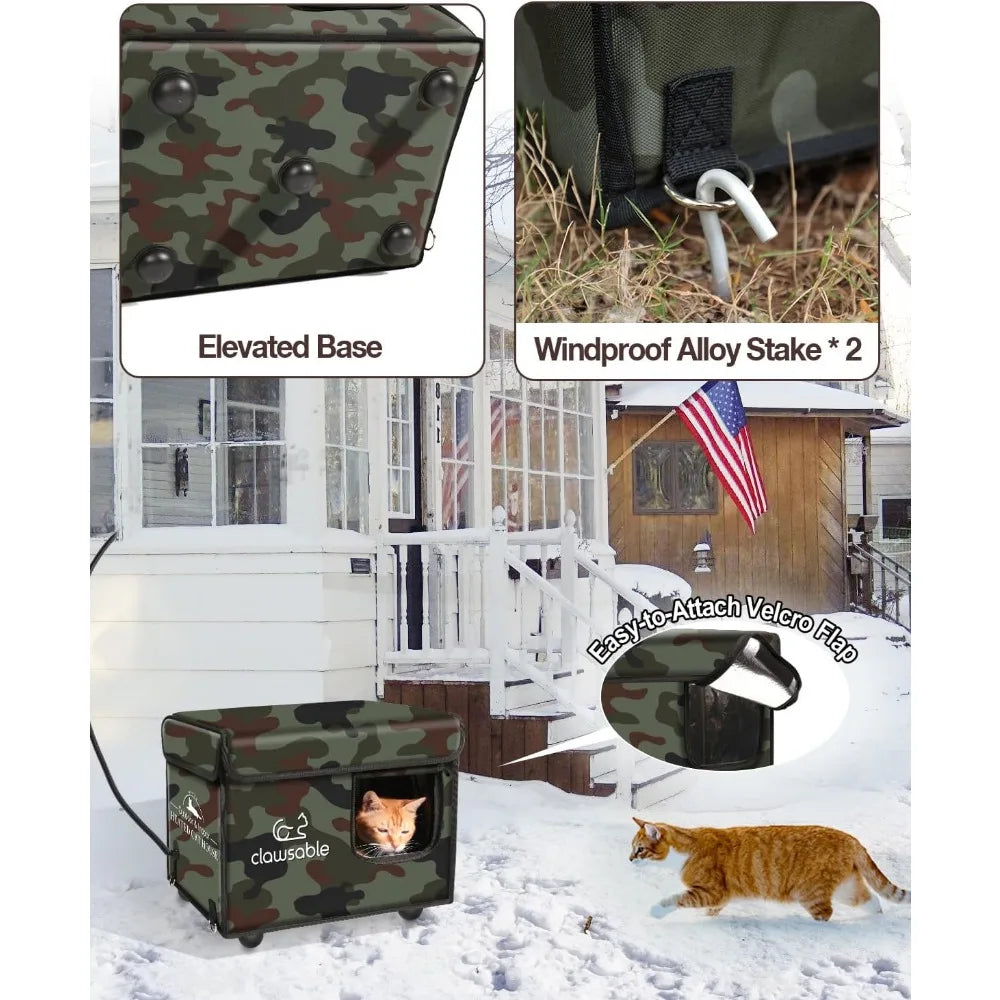 Bed Cats House Extremely Waterproof & Weatherproof Indestructible Heated for Outdoor Cats in Winter