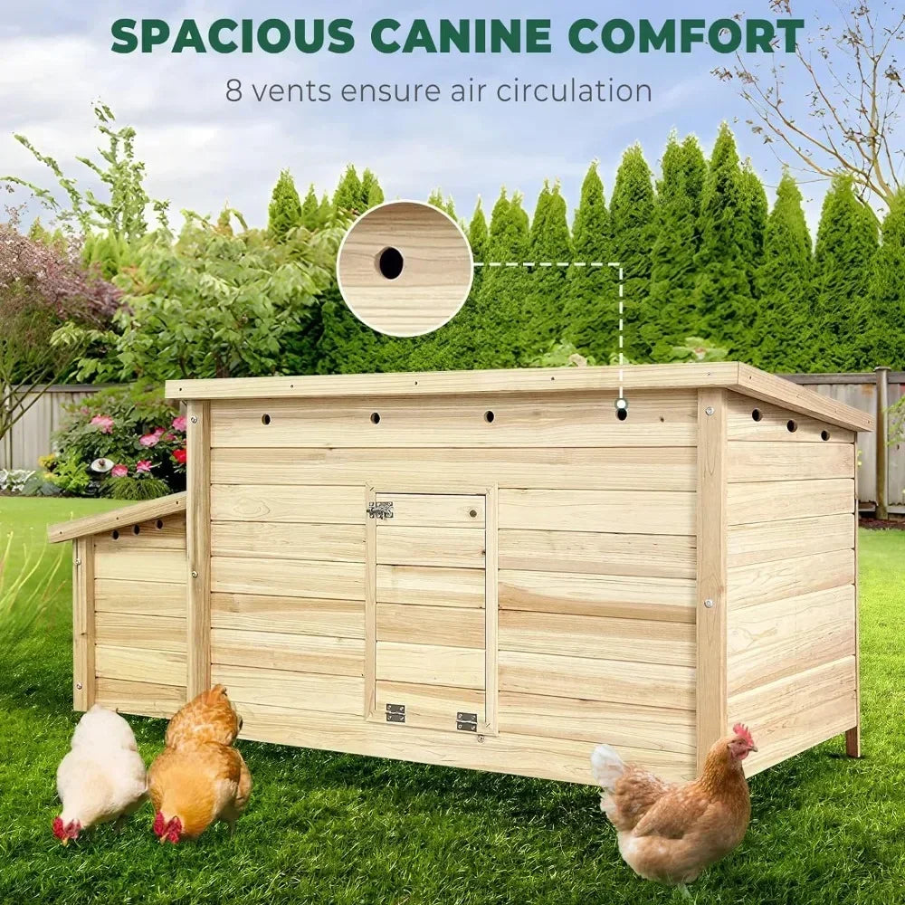 57.6'' Wooden Chicken Coop Hen House with 2 Nesting Box, for Outdoor Backyard