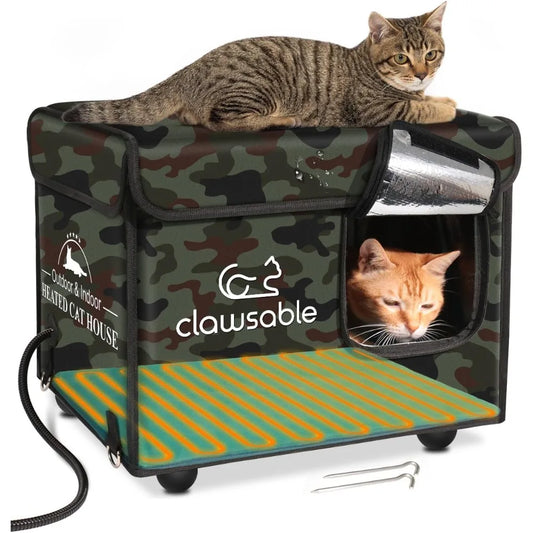 Bed Cats House Extremely Waterproof & Weatherproof Indestructible Heated for Outdoor Cats in Winter