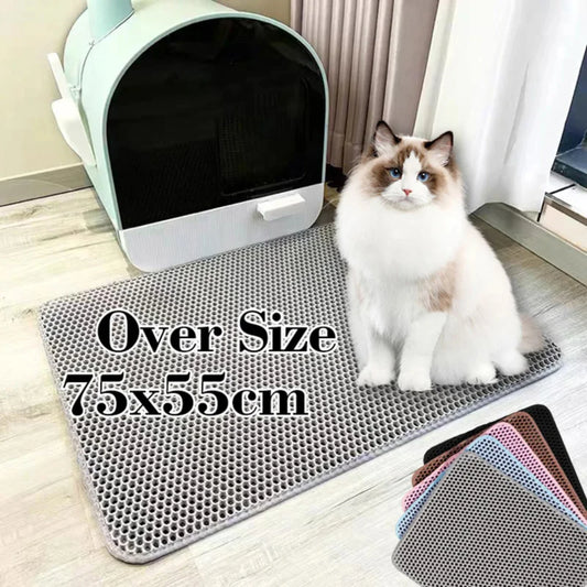 Waterproof Double Layer Non-slip Pet Cat Litter Mat for Dry Litter Box - Washable Bed Mat