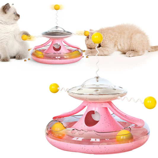 New Pet Cat Toy Tumbler Cat Turntable Track Ball Windmill Food Toy